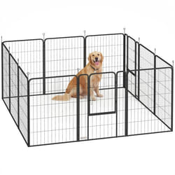 Parc pour chien - PawHut - 12 panneaux modulable pliable portable - avec porte - intérieur et extérieur - en acier - 100H cm noir