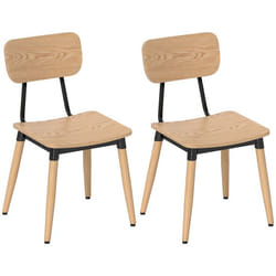 Lot de 2 chaises de salle à manger modernes avec pieds en acier et dossier incurvé effet bois naturel