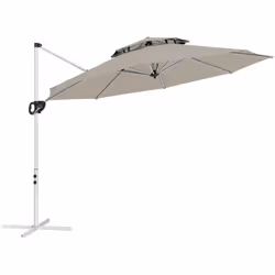 Découvrez le Outsunny parasol déporté de 3 m avec protection UPF30+ contre les UV. Rotation à 360° et hauteur ajustable pour  ...