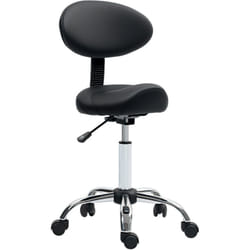 Tabouret de massage ergonomique dossier enveloppant - hauteur réglable, pivotant - piètement acier synthétique noir