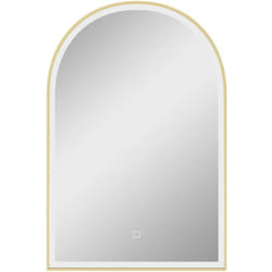 Miroir lumineux led arqué de salle de bain 90 x 60 cm - tactile, réglable, anti-buée - alu doré
