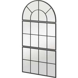 Homcom - Miroir mural style verrière ensemble de 3 pièces métal noir verre