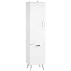 Homcom - Colonne salle de bain - porte, 2 étagères, panier à linge - dim. 35 x 31,5 x 144 cm - blanc