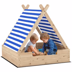 Bac à sable en bois - AIYAPLAY - pour enfants 3-6 ans - auvent amovible résistant aux intempéries 120 x 120 x 1265 cm - natur ...