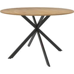 Homcom - Table ronde bois 4 personnes dia. 120 cm style industriel piètement croisé acier noir