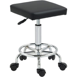 Tabouret de travail sur roulettes avec repose-pieds - tabouret médical hauteur réglable 50-66 cm pivotant - noir