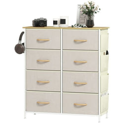 Commode - HOMCOM - 8 tiroirs en tissu - 4 poches 2 crochets - structure en acier - 86 x 30 x 945 cm - beige