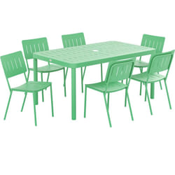 Outsunny - Salon de jardin - ensemble déjeuner 6 places 7 pièces - table et 6 chaises empilables - acier thermolaqué vert