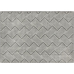 Tapis salon moderne poils courts style graphique crème gris 170 x 120 cm