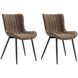 Ensemble de 2 chaises de salle à manger HOMCOM design moderne et capitonné pour salon salle à manger chambre à coucher marron