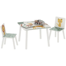 Table enfant avec chaise - AIYAPLAY - motifs animaux - pour dessiner jouer étudier - en bois - 60 x 60 x 44 cm - vert