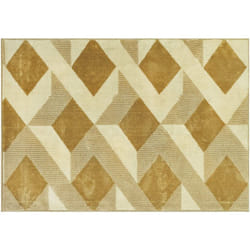 Tapis salon moderne poils courts style graphique géométrique beige moutarde 170 x 120 cm