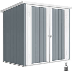Abri de jardin - Outsunny - 109 m² - 2 Portes verrouillables - 147 x 86 x 134 cm - tôle dacier - Gris clair Blanc