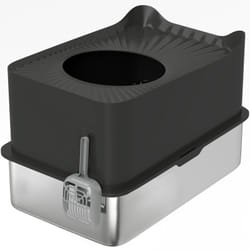 Pawhut - Maison de toilette xl 65L design - bac à litière grande taille 60 x 40 x 38 cm - acier inox abs noir