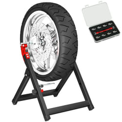 Équilibreuse manuelle de roues de moto - HOMCOM - aluminium et acier - pliable - clé à rayons - compatible jusquà 21 pouces - noir