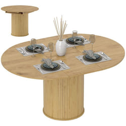 Table à manger extensible - HOMCOM - pour 6 à 8 personnes - MDF - 110-150 x 75 cm - effet bois naturel