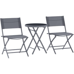 Outsunny - Ensemble jardin 2 personnes pliable - ensemble bistrot de jardin 3 pièces - métal époxy gris