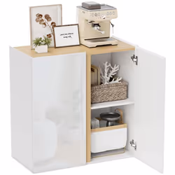 Buffet - HOMCOM - haute brillance - 2 portes à fermeture amortie et étagère réglable - panneau de particules - blanc