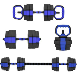 Ensemble dhaltères musculation - SPORTNOW - 4 en 1 - 25 kg - haltère kettlebell barre de musculation support pour pompes - bleu