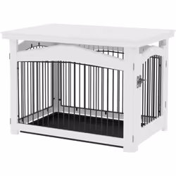 Optimisez l'espace de votre chien avec le meuble de cage pour chien PawHut, élégant et transformable en enclos. Comprend une  ...