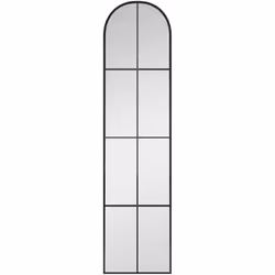 Redefinissez votre déco avec le grand miroir sur pied de fenêtre en arc HOMCOM, finition noire élégante et design vitrail. Ve ...