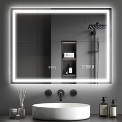 Miroir salle de bain - HOMCOM - LED - bluetooth - 60 x 80 cm - lumière réglable 3 couleurs anti-buée mémoire - argent