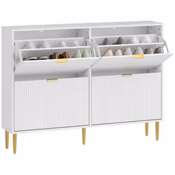 Meuble à chaussures - HOMCOM - 20 paires - 4 tiroirs rabattables portes cannelées étagères réglables - MDF - 105x24x915cm -
