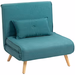 Fauteuil convertible 1 place - HOMCOM - design clic-clac 4 en 1 - dossier réglable - tissu aspect lin - 80x75x87cm - vert