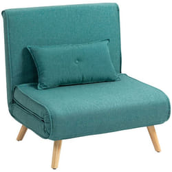 Fauteuil convertible 1 place - HOMCOM - design clic-clac 4 en 1 - dossier réglable - tissu aspect lin - 80x75x87cm - vert