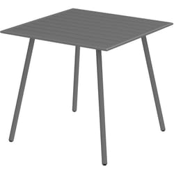 Outsunny - Table à manger de jardin 4 personnes dim. 80 x 80 x 74 cm plateau à lattes acier époxy gris