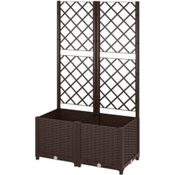 Outsunny - Jardinière treillis haut H.135 cm - système de drainage intégré - effet rotin tressé pp chocolat
