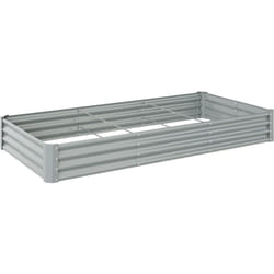 Carré potager rectangulaire dim. 240 x 120 x 30 cm acier galvanisé ondulé argenté