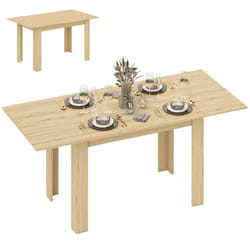 Table à manger extensible - HOMCOM - rectangulaire - pour 6-8 personnes - MDF - 140-180 x 80 cm - effet bois naturel