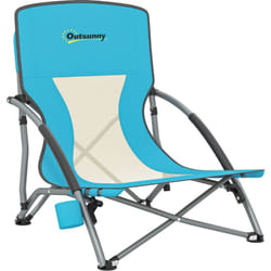 Outsunny - Chaise de plage pliante - chaise de camping compacte légère poids net 2,2 Kg - métal polyester textilène bleu