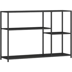 Console meuble d'entrée style industriel 4 étagères dim. 110 x 30 x 75 cm acier panneaux noir