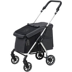 Pawhut - Poussette buggy chien 4 roues pliable - nombreux équipements - alu oxford gris