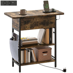Table dappoint - HOMCOM - station de charge et sac de rangement - panneau de particule - 60x298x585cm brun rustique