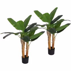 Sublimez votre déco avec les bananiers artificiels HOMCOM. Dotées de deux troncs et 15 feuilles réalistes, elles simulent un  ...