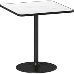 Homcom - Table à manger design bistrot 4 personnes - table bistrot - piètement rond métal noir plateau effet marbre blanc