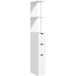Homcom - Colonne salle de bain style contemporain - 2 tiroirs, 2 étagères, porte - mdf métal blanc
