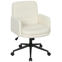 Chaise de bureau - HOMCOM - hauteur réglable et fonction de bascule - tissu effet laine bouclée - 615 x 65 x 91-101 cm - crème