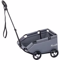 Pawhut - Poussette chien chariot 4 roues pliable avec poignée multidirectionnelle - nombreux équipements - noir gris