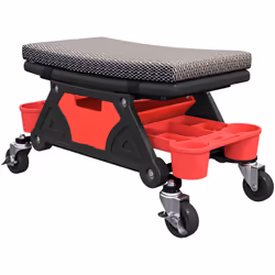 Découvrez le tabouret d'atelier HOMCOM, supportant 135 kg avec des roulettes de 10 cm pour une glisse parfaite. Assise concav ...