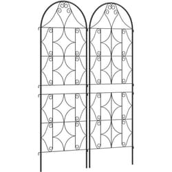 Outsunny - Treillis de jardin effet fer forgé - lot de 2 supports pour plantes grimpantes - 50 x 150 cm - métal époxy noir