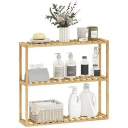 Étagère de rangement - HOMCOM - bambou - réglable - 3 niveaux - 60 x 15 x 54 cm - effet bois naturel