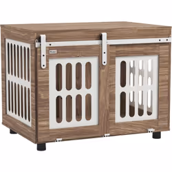 Découvrez la cage pour chien PawHut, alliant élégance et fonctionnalité. Double fonction : caisse confortable et table d'appo ...