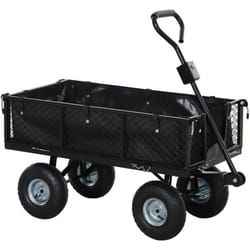 Outsunny - Chariot de jardin en acier - chariot de transport - côtés amovibles, poignée rotative - max. 300 Kg - noir