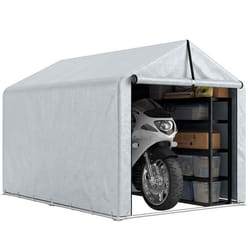 Abri de jardin - Outsunny - porte enroulable - cadre acier galvanis - pour vélo moto bois outils - 162x2215x163cm - gris clair