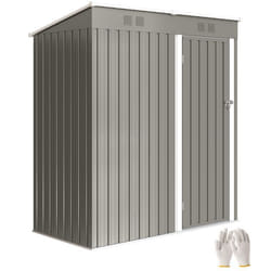 Abri de jardin métal - armoire de jardin adossable - Outsunny - 2 grilles daération toit incliné - 163x90x179cm - gris clair