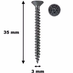 - Tête fraisée - Filetage total - Acier zingué blanc - Empreinte de la tête : cruciforme (PZ) - Diamètre : 3 mm - Longueur :  ...